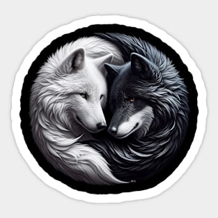 Wolves Yin and Yang Sticker